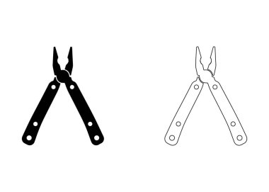 Multi Tool Pliers Silhouette and Outline Icons for Workshop and Survival Tools
