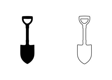 Garden Shovel Silhouette and Outline