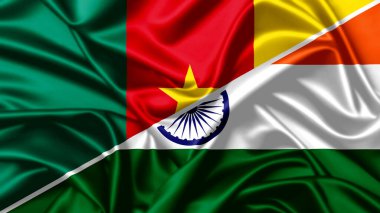 Hindistan ve Kamerun 'un gerçekçi 3D ipek bayrakları