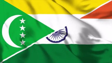Komoros ve Hindistan 'ın dostluğunu temsil eden iki ulusal bayrak birlikte sallanıyor. Diplomasiyi, uluslararası işbirliğini, kültürler arası ilişkileri simgeliyor.
