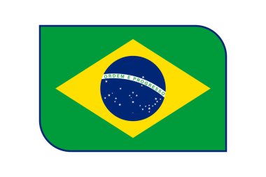 Yuvarlak köşeli ve mavi kenarlı Brezilya bayrağı