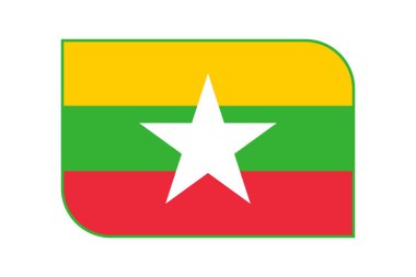 Burma Myanmar flag with rounded corners and green border