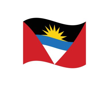 Antigua ve Barbuda 'nın ulusal bayrağı yükselen güneşli siyah, beyaz ve mavi elementleri sergiliyor. Kırmızı kenar üçgenleri ve dinamik dalga hareketleriyle Karayip ada ulusu sembolü.