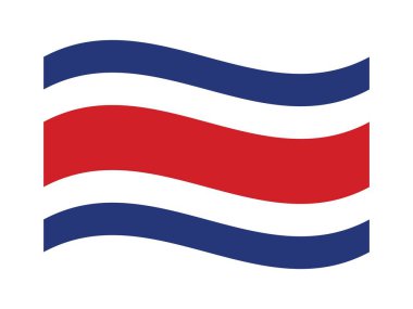 Kosta Rika ulusal bayrak sallama tasarımı. Dalgalı mavi, beyaz ve kırmızı çizgilerle temsil edilen vatansever bir sembol. Ulusal etkinlikler, seyahat ve kültürel temalar için ideal.