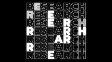 Kavramsal Sözcük Araştırması Flicker Efekti Typography Metin Animasyonu 4k Görüntü Hareketi Grafiksel ve Kusursuz Döngü siyah izole arkaplan