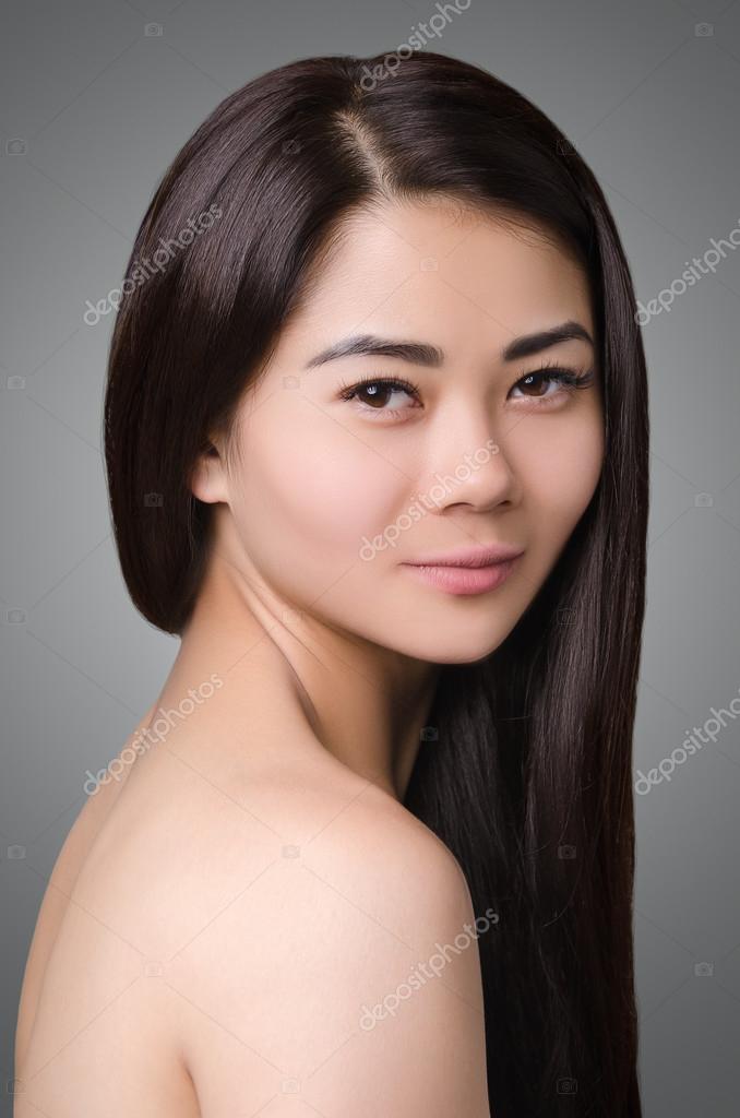 Beautiful Asian Woman Portrait. Long dark hair. Natural ...