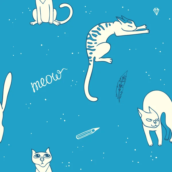 De naadloze patroon vector met kleine katten — Stockvector