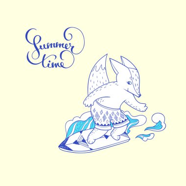 Yaz saati. çizilen illüstrasyon el