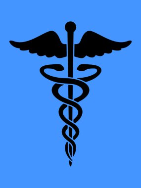 Caduceus sembolü (siyah mavi)