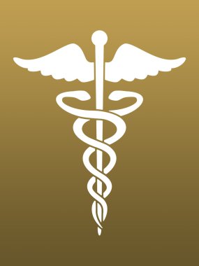 Caduceus sembolü (beyaz altın)