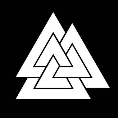 Valknut sembol 2 (siyah üzerine beyaz)
