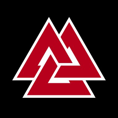 Valknut sembolü 3 (kırmızı siyah)