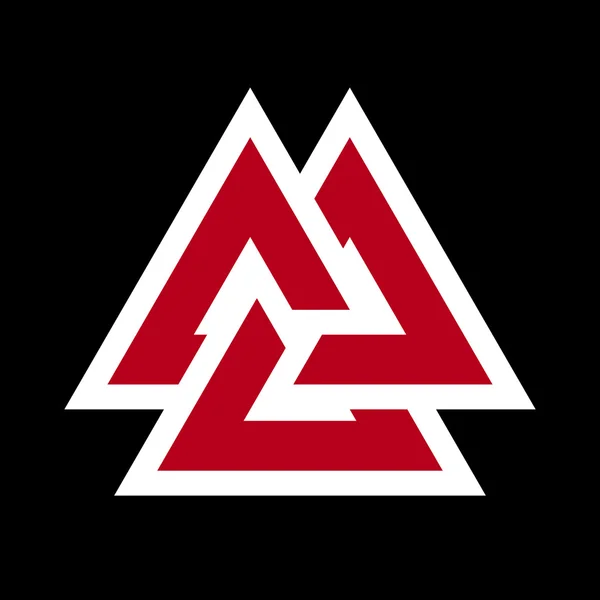 Valknut symbool 1 (rood op zwart) — Stockfoto