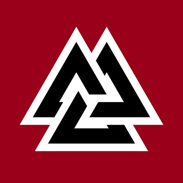 Valknut symbool 3 (grijs op donkerrood) — Stockfoto