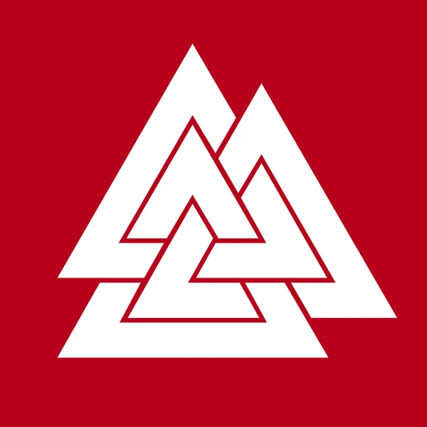 Valknut Symbol 2 (vitt på röd) — Stockfoto