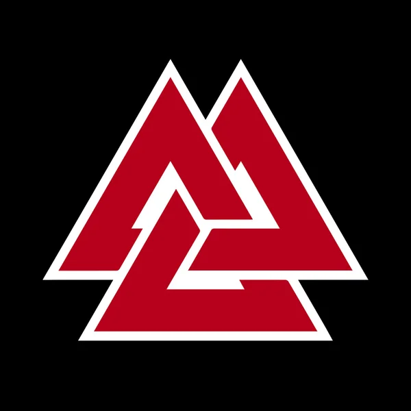 Valknut symbool 3 (rood op zwart) — Stockfoto