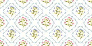 Renkli Süslü Çiçek Desenli Arkaplan