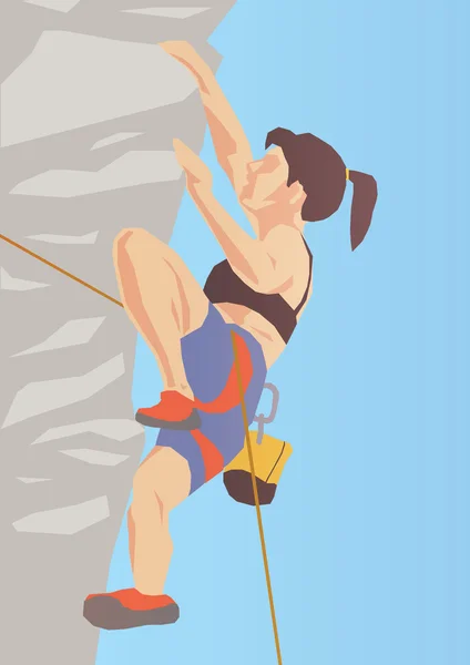 Ilustración del escalador en la roca — Vector de stock