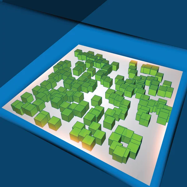 Vektor illustration af den abstrakte arrangeret grøn, halv gennemsigtige terninger – Stock-vektor