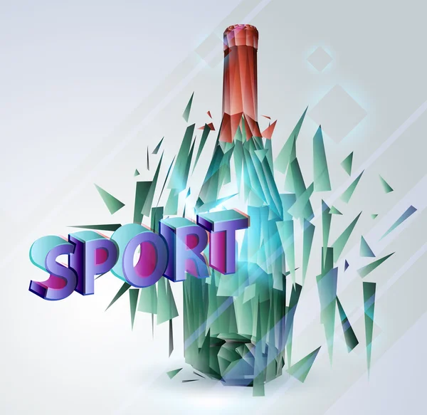 Vektor illustration av bryta vin flaskan, enkel anti alkoholism metafor. — Stock vektor