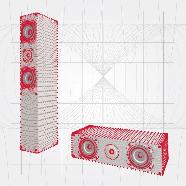 Ilustración vectorial de los altavoces de audio dispuestos a partir de puntos — Archivo Imágenes Vectoriales