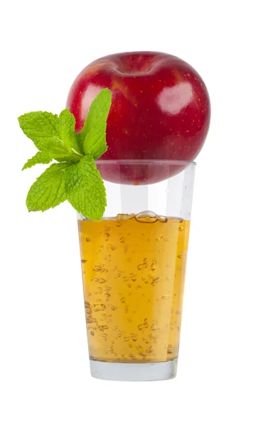 Bicchiere di succo di mela fresco con mela — Foto Stock