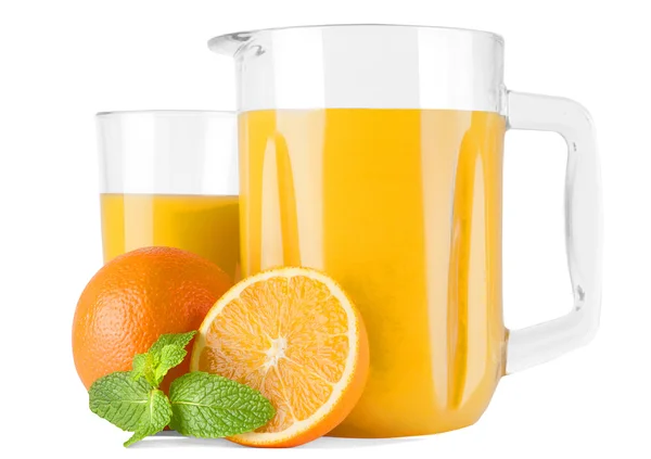 Glass pitcher with orange juice — Stock Photo, Image