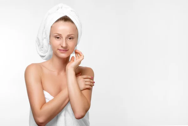 Spa skin care beauty woman wearing hair towel — Stock Photo, Image