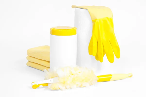 Cleaning products isolated on white — Stock Photo, Image