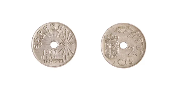 İspanyol sikke vintage para ön yüzde ters