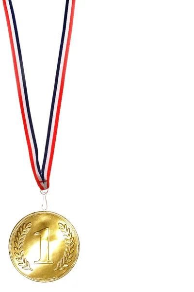 Golden medal first place champion isolated winner — Stock Photo, Image