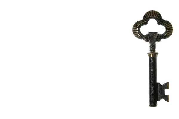 Key vintage open copper metal isolated — Stock Photo, Image