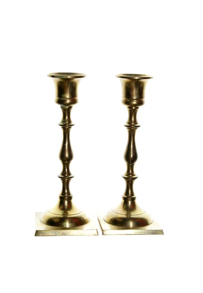 Candelabros vintage aislado de cobre dorado — Foto de Stock