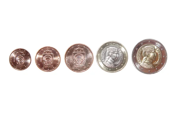  bir iki 1 euro cent 2 sikke para ters Letonya Cumhuriyeti yeni
