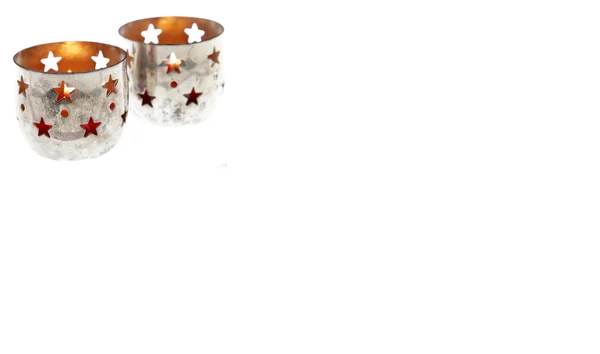 Weihnachten Kerzen Silberhalter Tasse isoliert vintage advent — Stockfoto