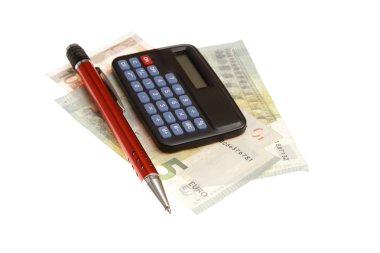 kalem ve hesap makinesi ile Euro