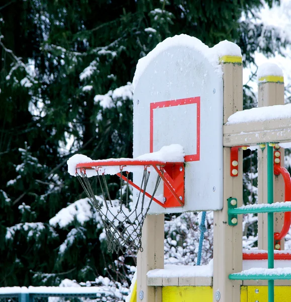 Basketball basket under snow — Stock Photo, Image