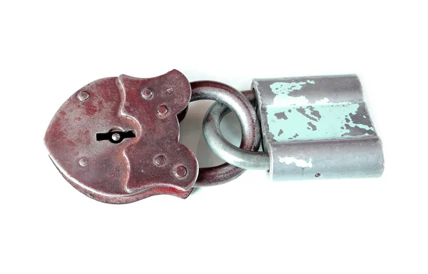 Chaves de bloqueio vintage metal aberto isolado — Fotografia de Stock