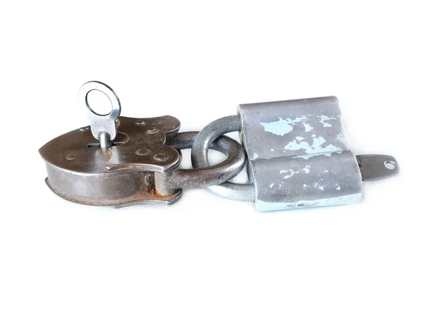 Serratura chiavi vintage metallo aperto isolato — Foto Stock