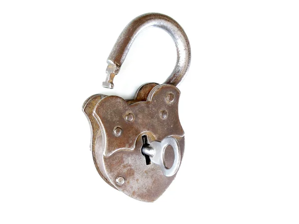 Lock key vintage open metal isolated — Stock Photo, Image