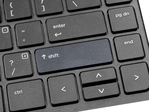 Vurgulanan shift tuşu ile bilgisayar klavye