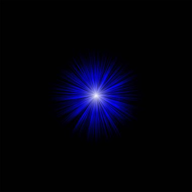 Starburst showing blue starburst light effect on black background. High resolution image suitable for commercial use. Clear details and vibrant colors enhance visual appeal.