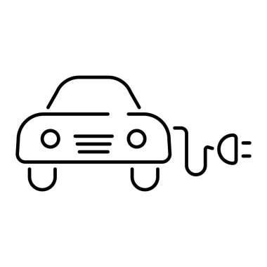 Elektrikli araba ya da hibrit araba için basit bir simge ya da elektrikli araba şarj istasyonu için bir simge.