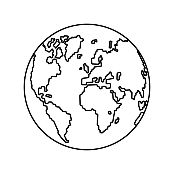 Une simple icône de carte du monde linéaire avec un trait modifiable. — Image vectorielle