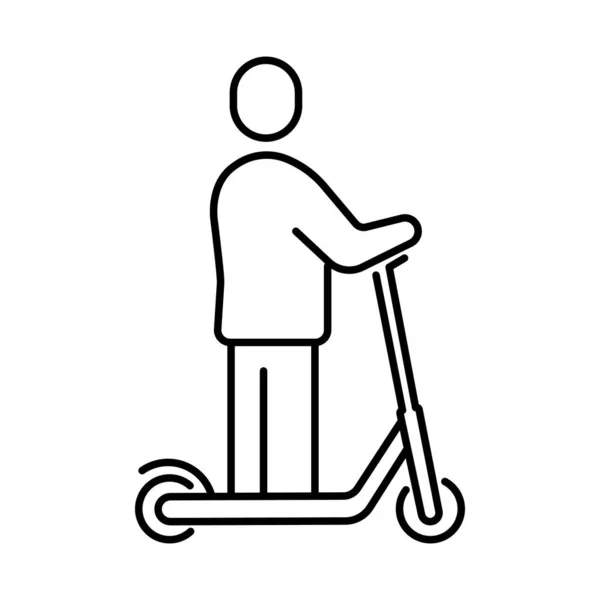 Una semplice icona lineare di una persona su uno scooter — Vettoriale Stock
