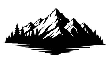 Dağ silüeti tasarımı. Basit zarif dağ illüstrasyonu.