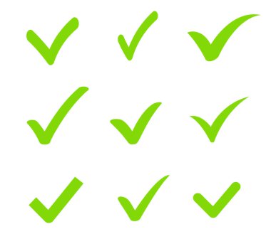 İşaretli simge tasarımı koleksiyonu. Arayüz ya da UI simge tasarımı seti. Liste sembolü tasarımı.