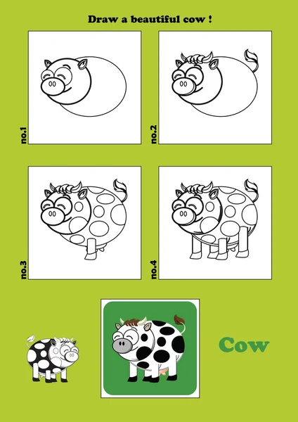 Kid Educação E Jogos - O Tutorial De Desenho Para Crianças Pré-escolares  Com Nível De Jogo Educacional Fácil De Criança, A Escola De Desenho  Engraçado. Como Desenhar Vaca Ilustraciones svg, vectoriales, clip