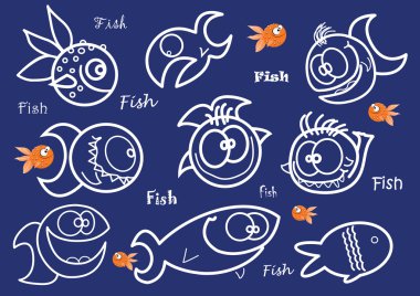 vektör komik balık, vektör goldfish