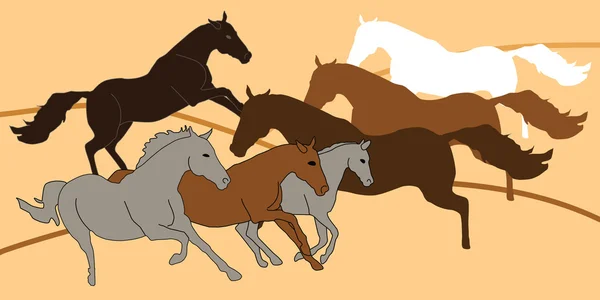 Ilustración vectorial de caballos — Vector de stock